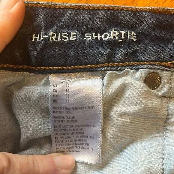 EXCELLENT DISTRESSED AMERICAN EAGLE SUPER STRETCH HI-RISE SHORTIE SIZE 10 - Picture 4 of 7